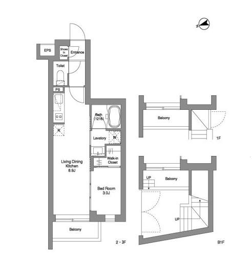 ORME COURT YOTSUYA(1LDK/B1階)の間取り写真