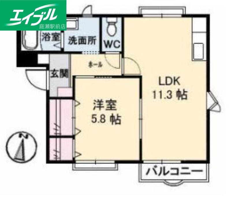 フレグランスASKA C棟(1LDK/1階)の間取り写真