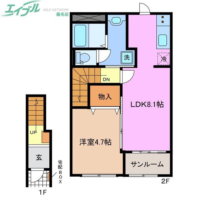 ベルクレイン(1LDK/2階)の間取り写真