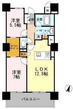 ロイヤルパークスERささしま サウス(2LDK/15階)の間取り写真