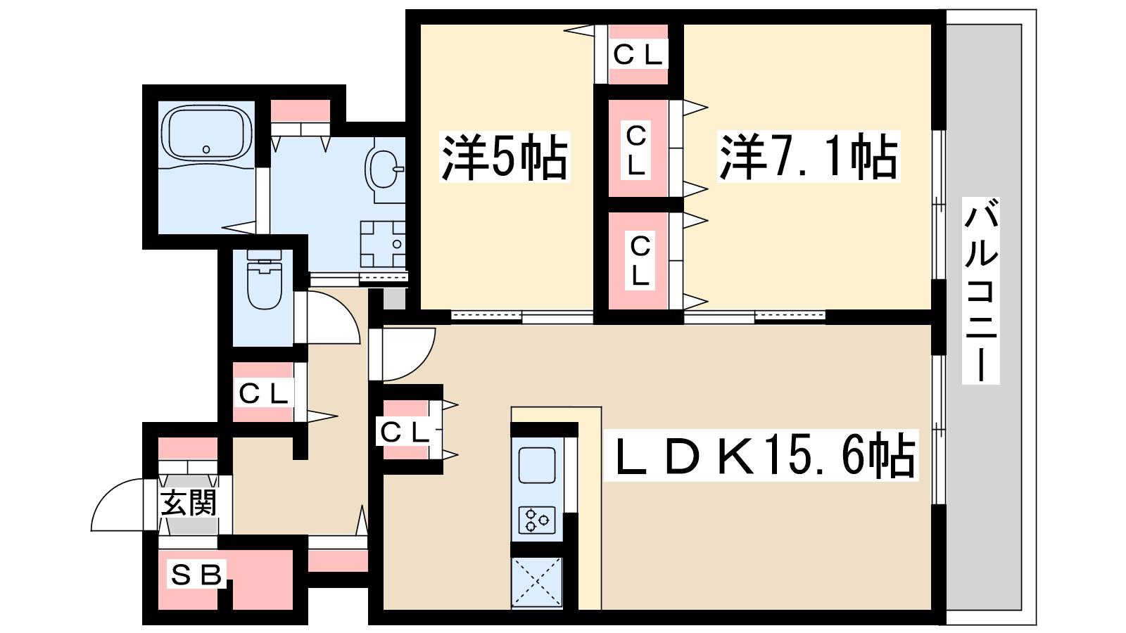 グランセジュール江坂(2LDK/9階)の間取り写真