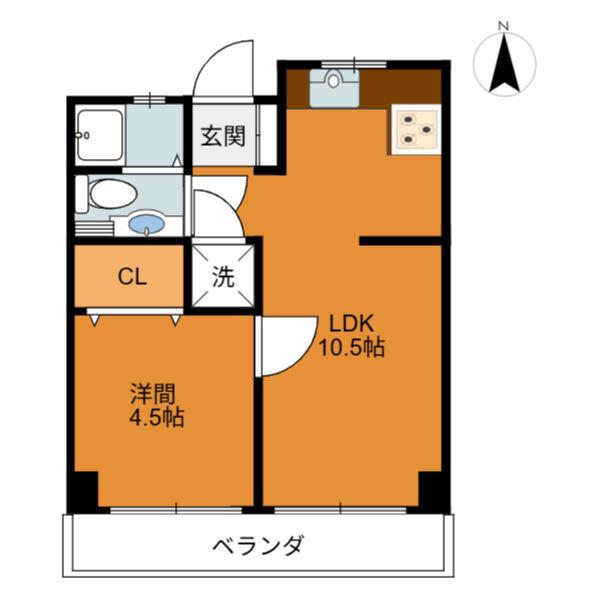 第一秋善ビル(1LDK/2階)の間取り写真