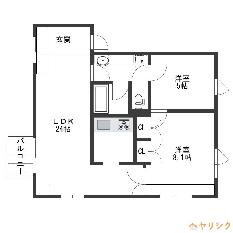 TASHIRO71(2LDK/4階)の間取り写真