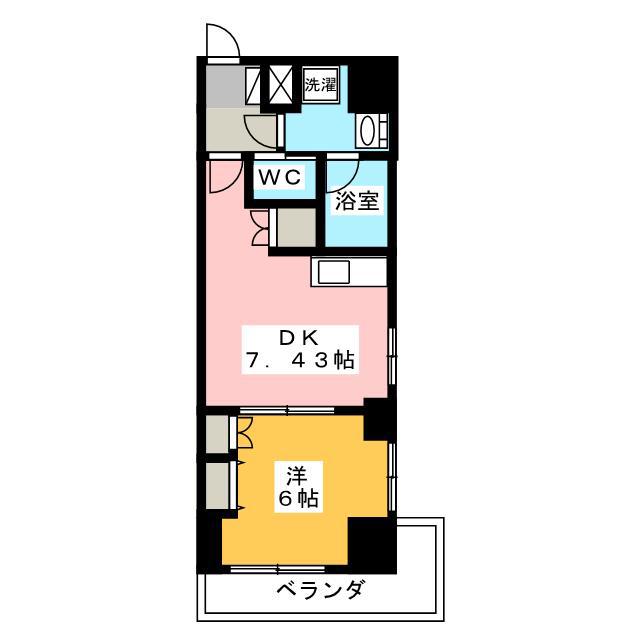 TRIBUTE尾張町(1DK/9階)の間取り写真
