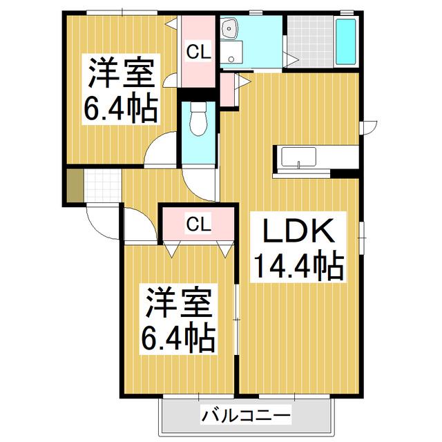 それいゆC棟(2LDK/1階)の間取り写真