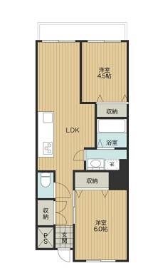 新倉ビル(2LDK/2階)の間取り写真
