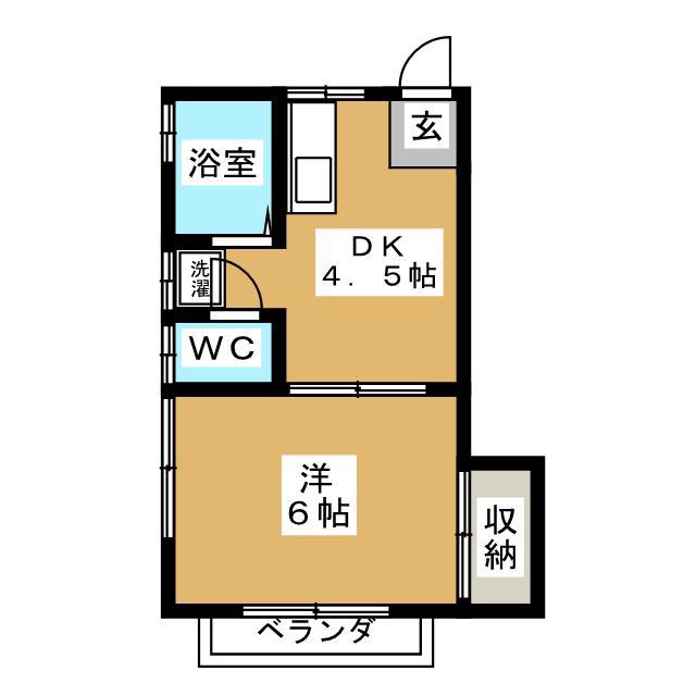 ハイム山神(1K/2階)の間取り写真