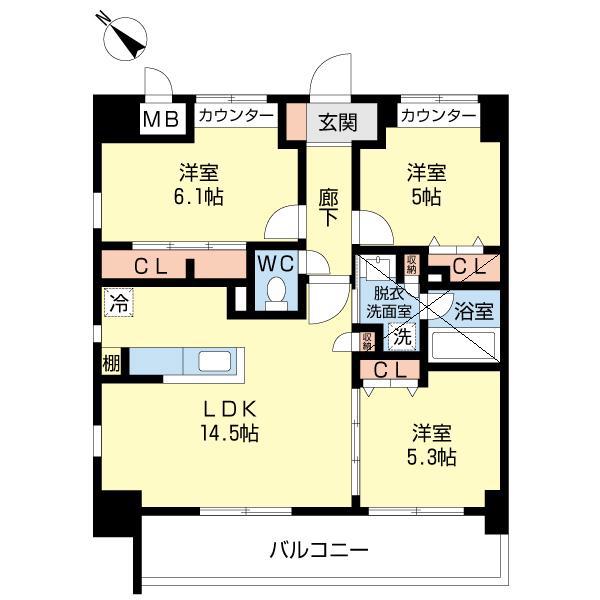 サンアトラスV(3LDK/2階)の間取り写真