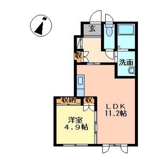 カーザプレスト(1LDK/1階)の間取り写真