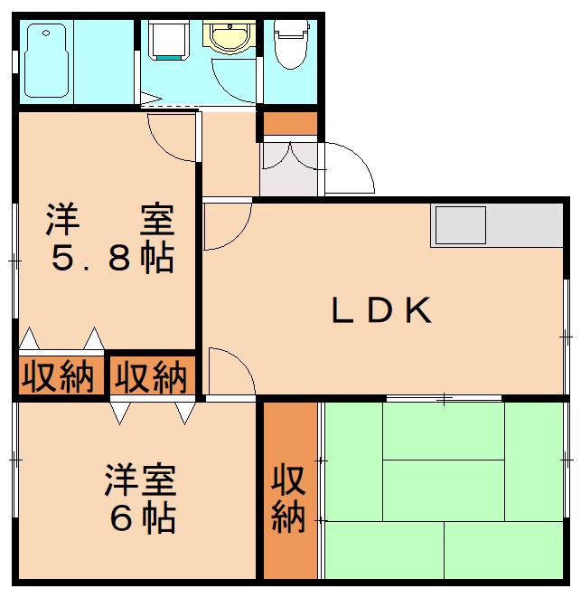 ハイツ新町(3LDK/2階)の間取り写真