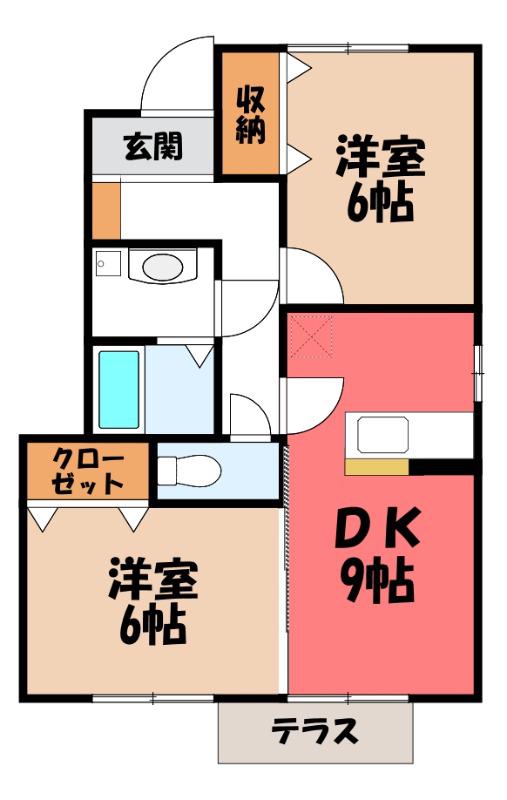 グランメールA(2DK/1階)の間取り写真