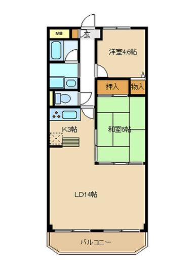エムグランツ壱番館(2LDK/2階)の間取り写真