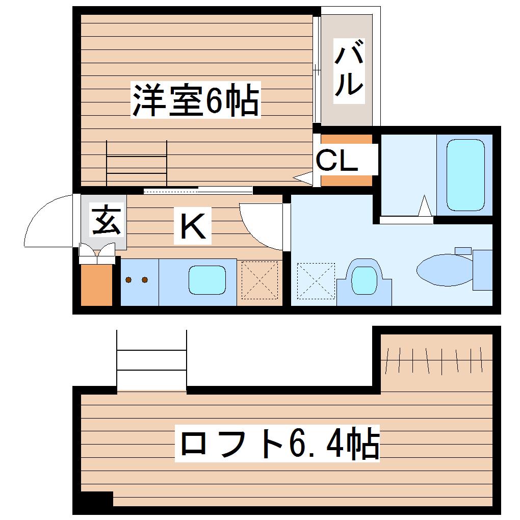 ウッドヴィレッジ(1K/1階)の間取り写真