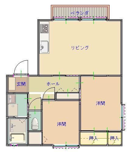セリーヌK(2LDK/1階)の間取り写真