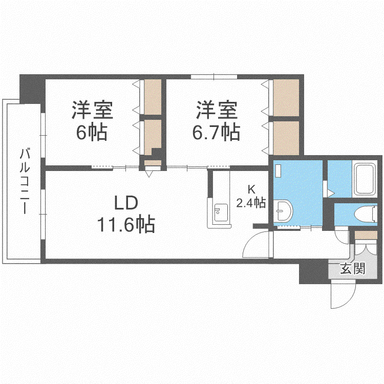 PARTIRE 桑園(2LDK/10階)の間取り写真