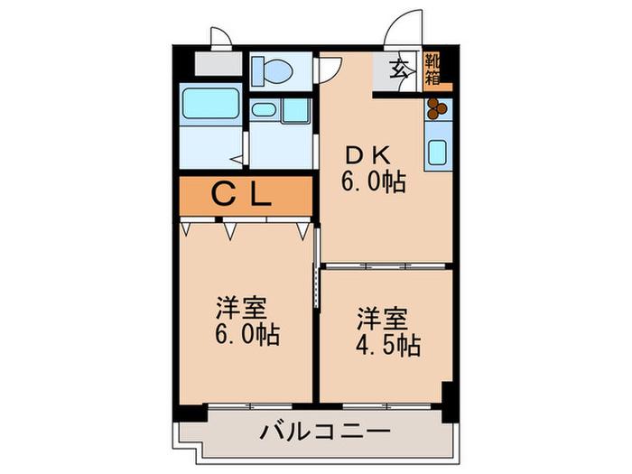 CITYHEIGHTS SARUKI(2DK/2階)の間取り写真