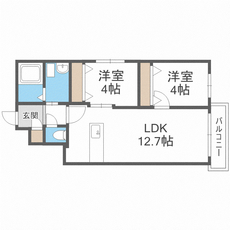 ミカーサ13(2LDK/1階)の間取り写真
