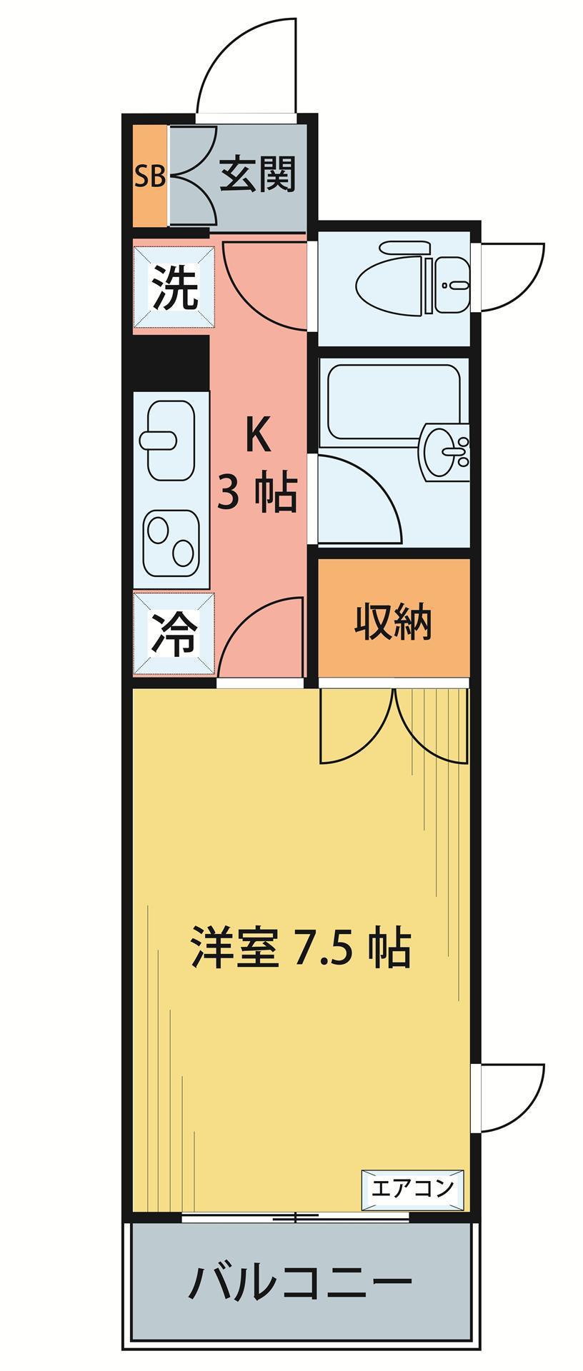 ラシーヌ木町通(1K/2階)の間取り写真