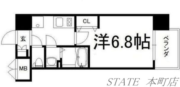 フォーリアライズ弁天町クロス(1K/5階)の間取り写真