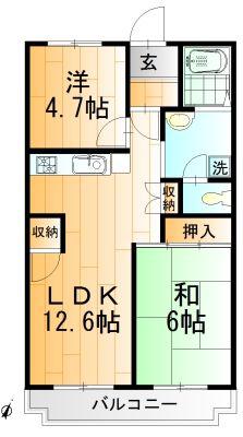 ミリアビタNO26(2LDK/3階)の間取り写真