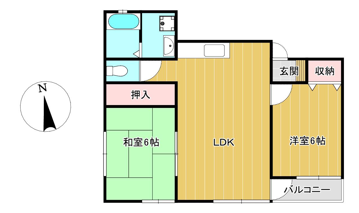 コーポ三島(2LDK/2階)の間取り写真