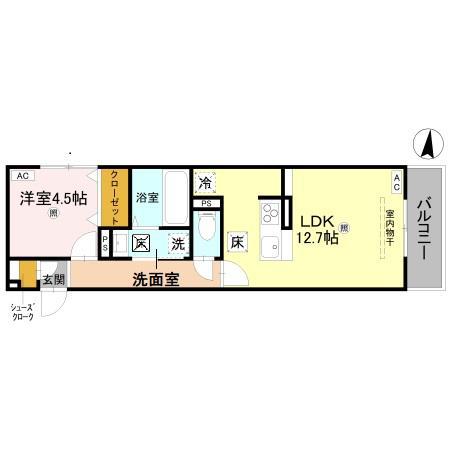 D-REGALO大願寺(1LDK/1階)の間取り写真