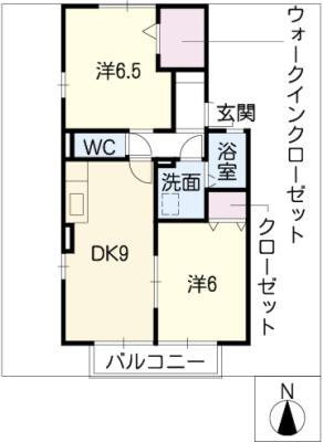 ガーデンパレス(2DK/1階)の間取り写真