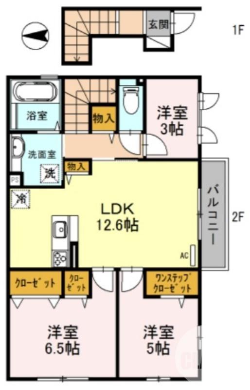 グランモート(3LDK/2階)の間取り写真
