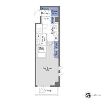 ST レジデンス 南品川(1K/4階)の間取り写真