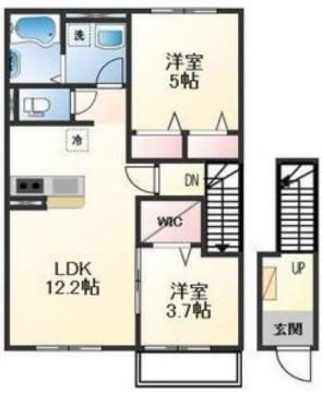 白鳥台3丁目アパート(2LDK/2階)の間取り写真