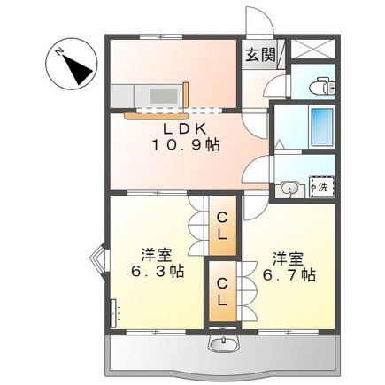 ショコラクルール(2LDK/1階)の間取り写真
