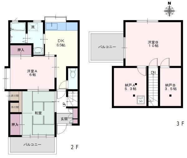 コーポ小番(3SDK/2階)の間取り写真