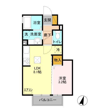 スターフォールB(1LDK/1階)の間取り写真