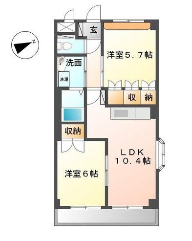 スローハンド壱番館(2LDK/2階)の間取り写真