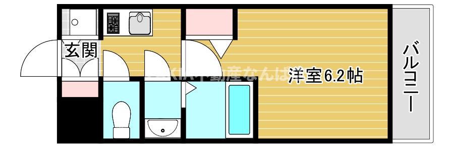 エスリード難波ザ・ブライト(1K/8階)の間取り写真