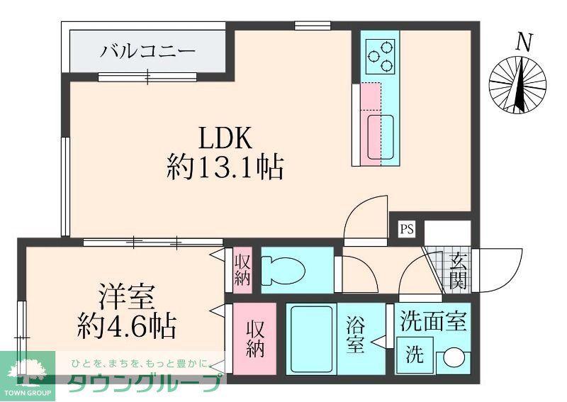 ミリアビタ前原(1LDK/1階)の間取り写真