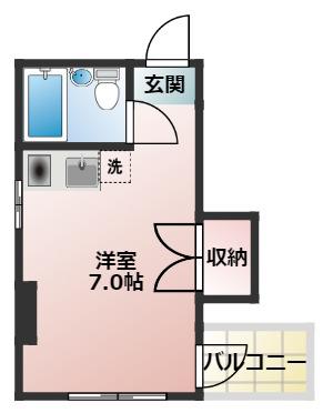 アビタシオン石川(ワンルーム/2階)の間取り写真
