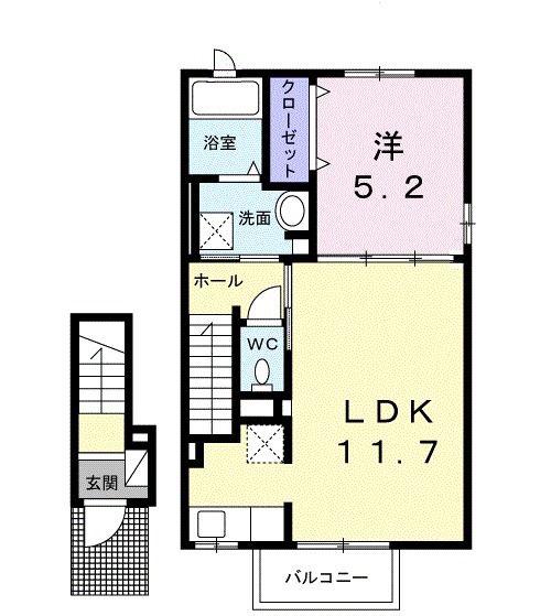 ヴィラファインIII(1LDK/2階)の間取り写真