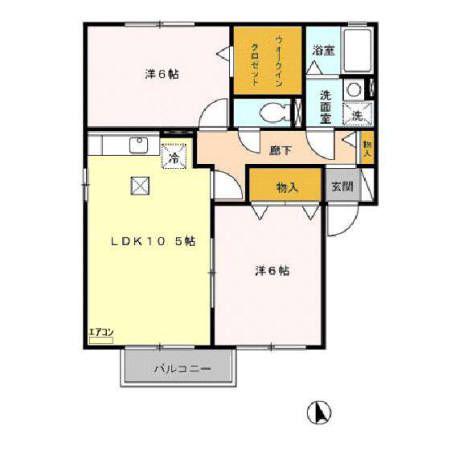 メルベーユA/B(2LDK/1階)の間取り写真