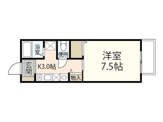 セレスト瀬の川(1K/2階)の間取り写真