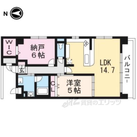 プルミエール朱雀(2LDK/5階)の間取り写真