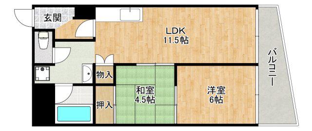 スタシア緑地公園(2LDK/1階)の間取り写真
