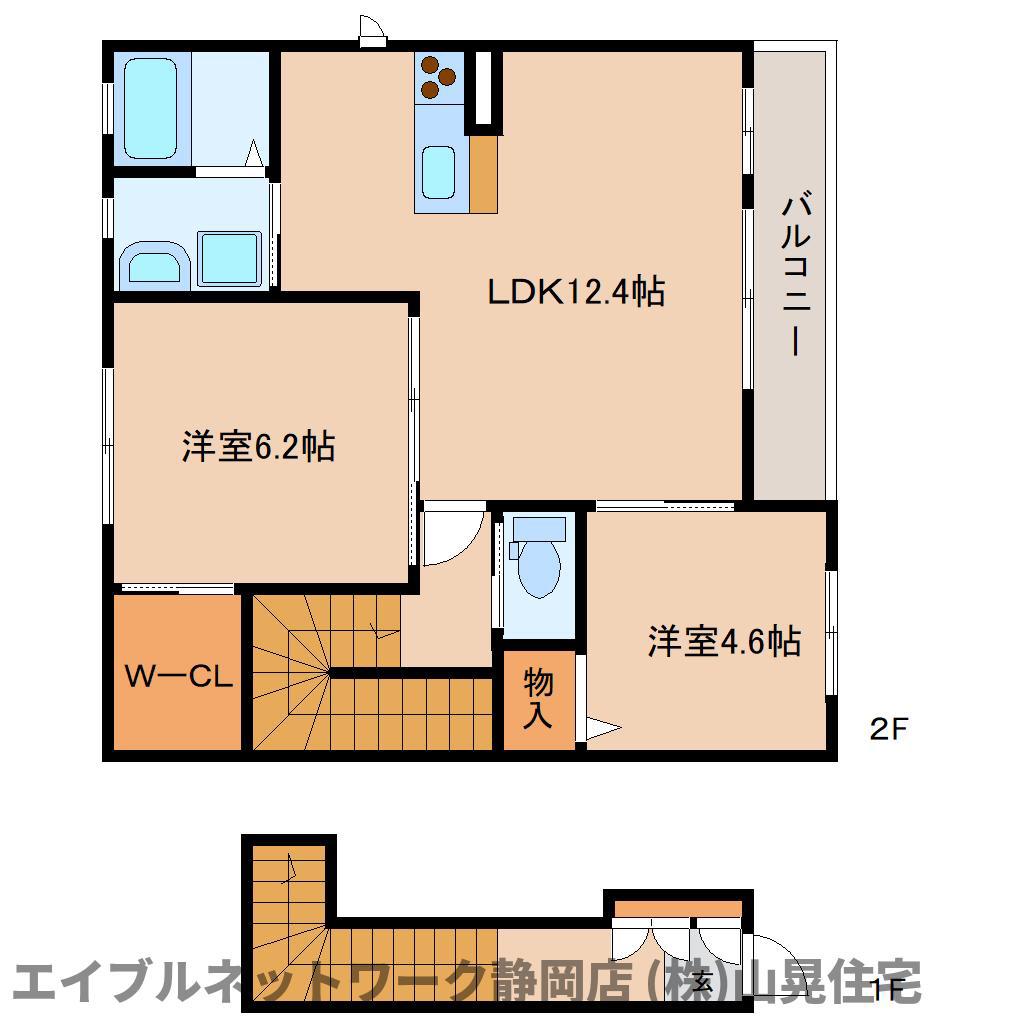 アジデンスペサージ(2LDK/2階)の間取り写真