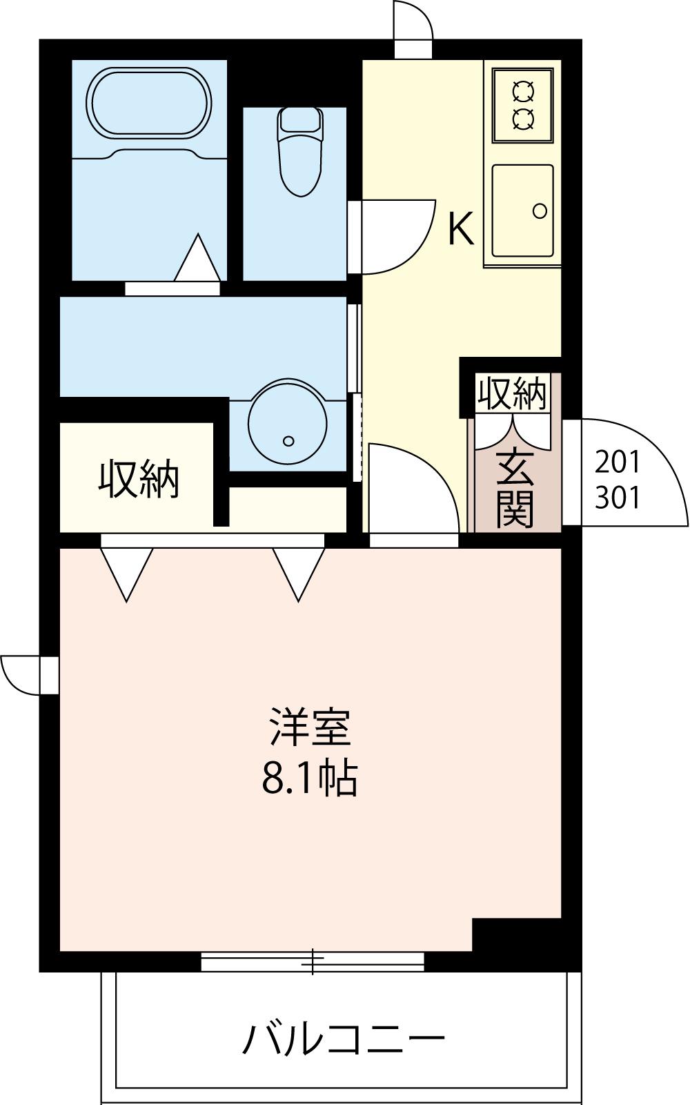 アルフラット本町(1K/3階)の間取り写真