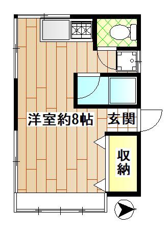 大久保荘(ワンルーム/2階)の間取り写真