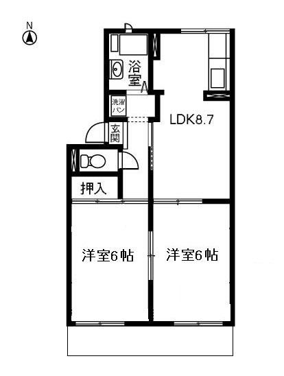 コーポ春日(2DK/1階)の間取り写真