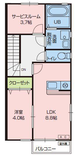 コスモスA棟(1SLDK/2階)の間取り写真