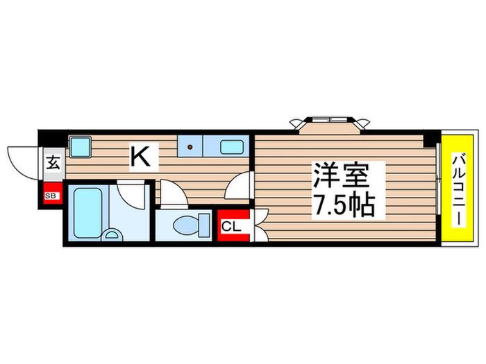 ニシノビル(ワンルーム/3階)の間取り写真