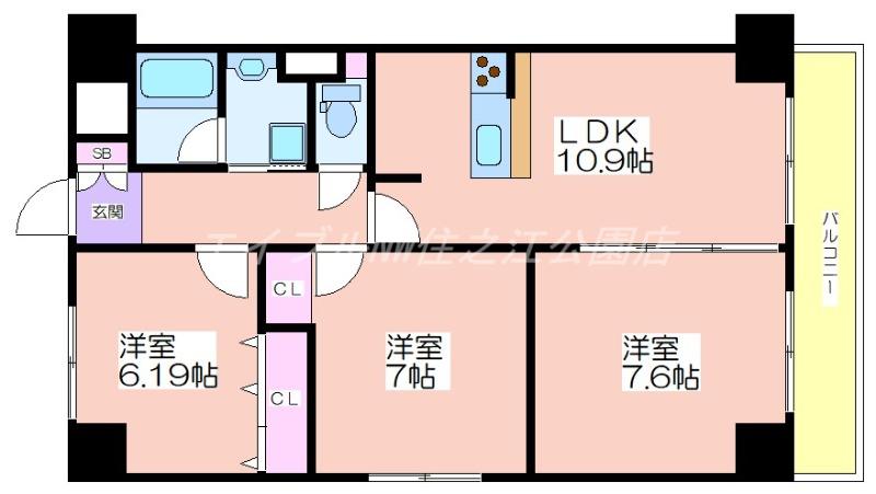 パークモダン住之江公園(3LDK/4階)の間取り写真