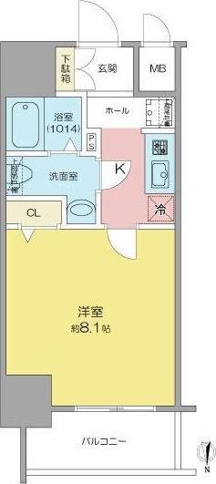 SHOKEN RESIDENCE名古屋サウス(1K/14階)の間取り写真